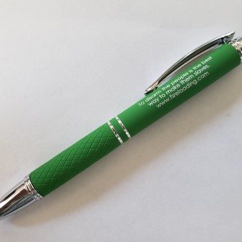 Green Bright Soft Touch Diamond Stylus Pen with Inscription