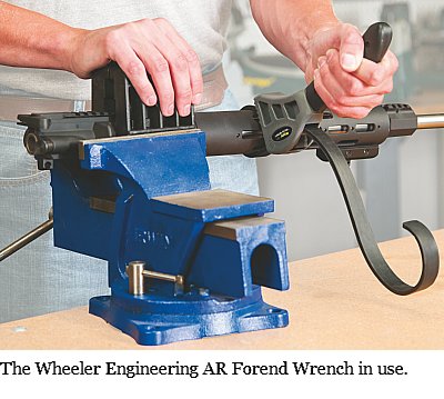 The Wheeler Engiineering Forend Wrench holds your parts securely without marring them