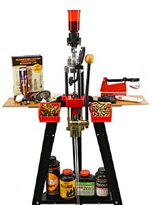 Lee Precision Reloading Stand set up complete with press and accessories